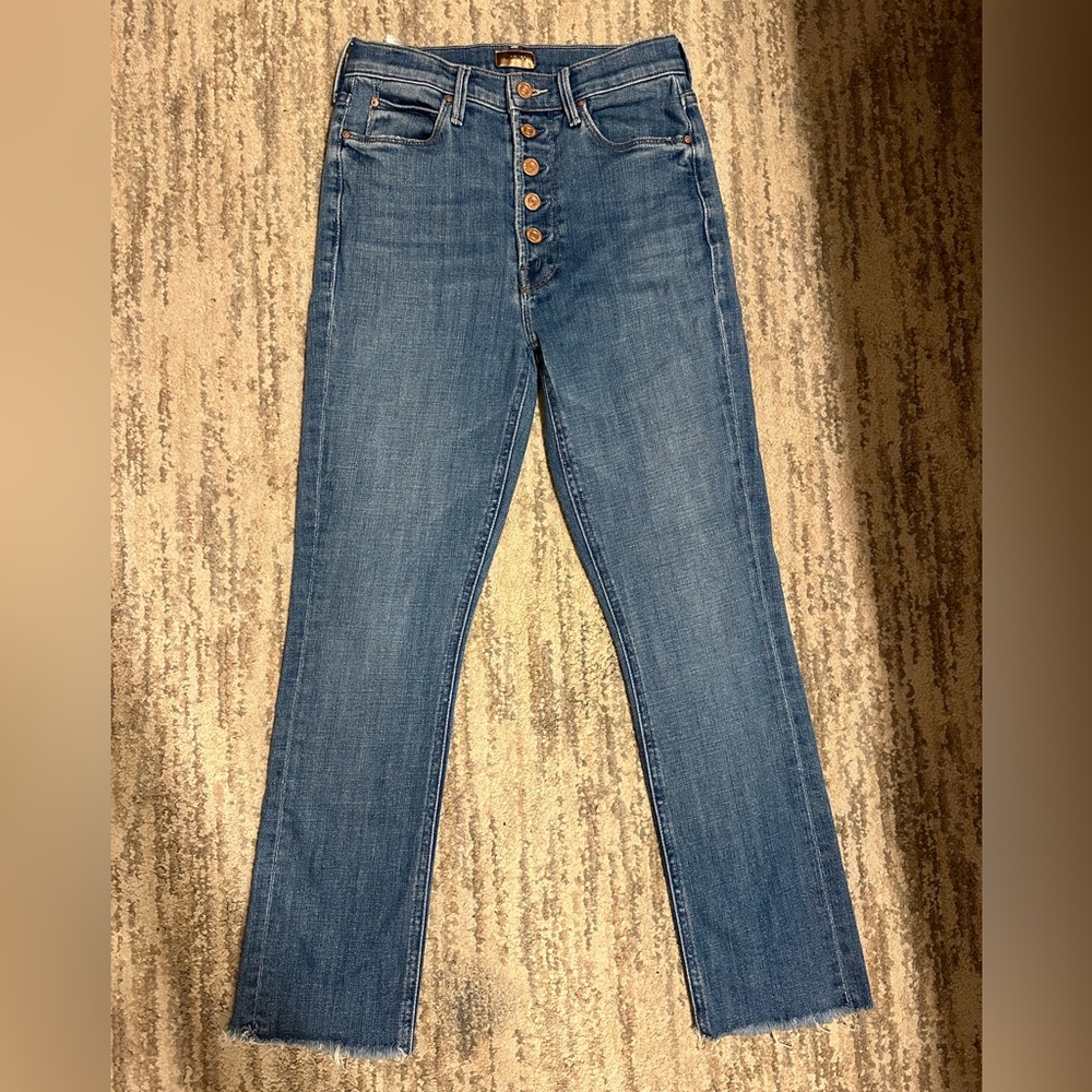 MOTHER The Pixie Dazzler Ankle Fray Straight Jeans - Picture 2 of 11
